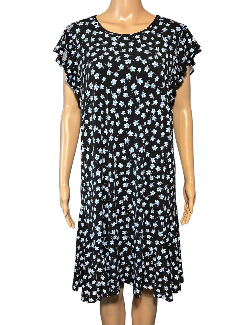 CeCe Women's Dress Size XL Floral Ruffle Short Sleeve Shift Midi Pullover Flowy